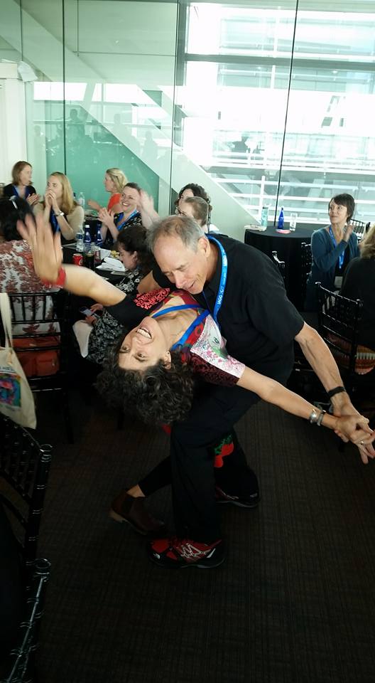 Pure joy, two beautiful friends who are pioneers in creative aging showing how it's done at Creative Aging Summit: Maria Genne and Stuart Kandell